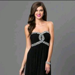 Black Strapless Empire Waist Prom Dress